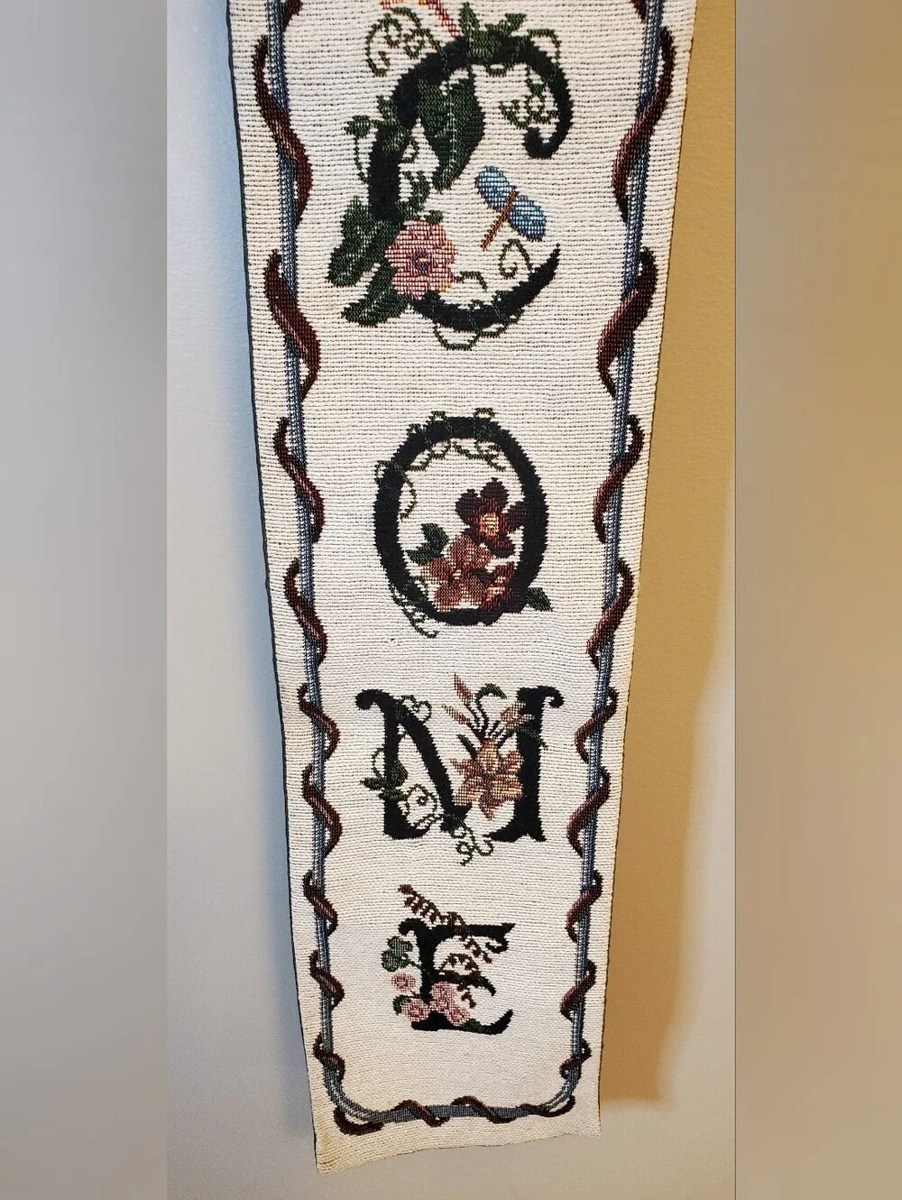 Vintage Welcome Wall Hanging Banner Tapestry Cottagecore Grandmacore Floral 38